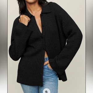 Reformation Fantino Cashmere Collared Cardigan Black - Size M